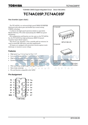 TC74AC05F_12 datasheet - Hex Inverter (open drain)