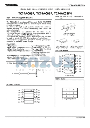 TC74AC05F datasheet - HEX INVERTER