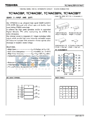 TC74AC08P datasheet - TOSHIBA CMOS DIGITAL INTEGRATED CIRCUIT SILICON MONOLITHIC