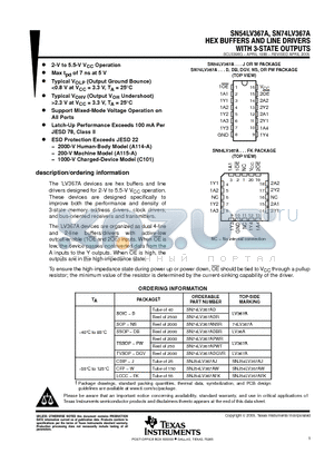 SN74LV367ANSRG4 datasheet - HEX BUFFERS AND LINE DRIVERS WITH 3-STATE OUTPUTS