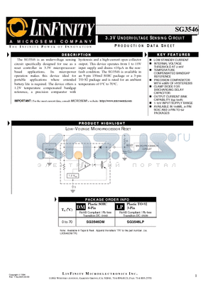 SG3546LP datasheet - 3.3V UNDERVOLTAGE SENSING CIRCUIT