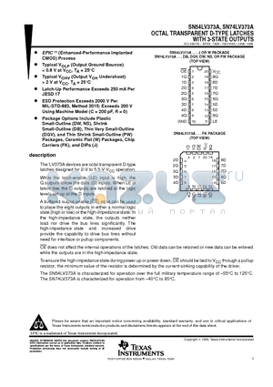 SN74LV373ADW datasheet - OCTAL TRANSPARENT D-TYPE LATCHES WITH 3-STATE OUTPUTS