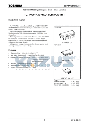 TC74AC14FT_12 datasheet - Hex Schmitt Inverter