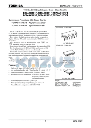 TC74AC161P_12 datasheet - TOSHIBA CMOS Digital Integrated Circuit Silicon Monolithic