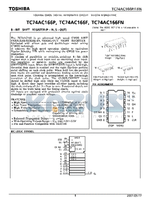 TC74AC166F datasheet - TOSHIBA CMOS DIGITAL INTEGRATED CIRCUIT SILICON MONOLITHIC