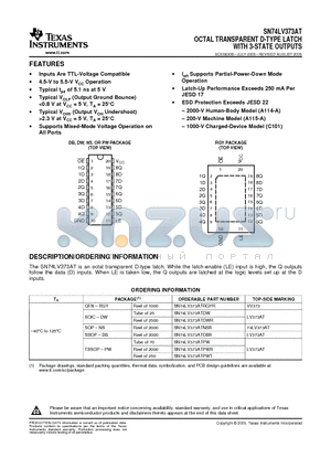 SN74LV373ATDBRE4 datasheet - OCTAL TRANSPARENT D-TYPE LATCH WITH 3-STATE OUTPUTS