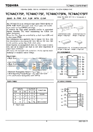 TC74AC175F datasheet - TOSHIBA CMOS DIGITAL INTEGRATED CIRCUIT SILICON MONOLITHIC