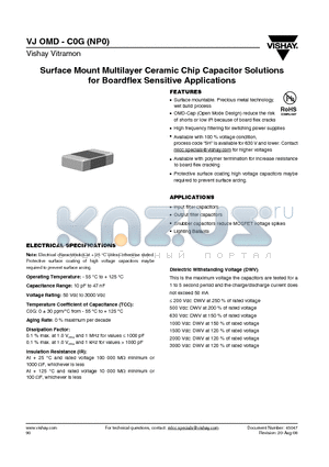 VJ1825A680 datasheet - Surface Mount Multilayer Ceramic Chip Capacitor Solutions