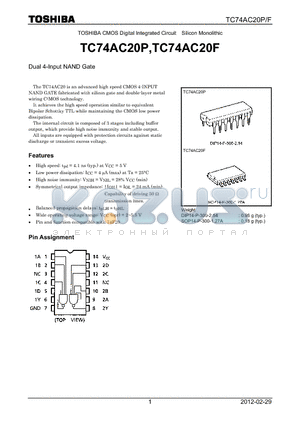 TC74AC20F_12 datasheet - Dual 4-Input NAND Gate