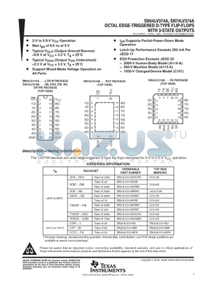 SN74LV374A datasheet - OCTAL EDGE TRIGGERED D TYPE FLIP FLOPS WITH 3 STATE OUTPUTS