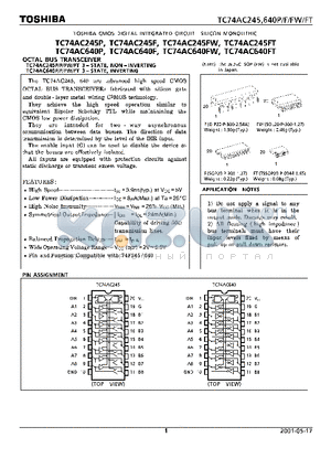 TC74AC245FT datasheet - OCTAL BUS TRANSCEIVER