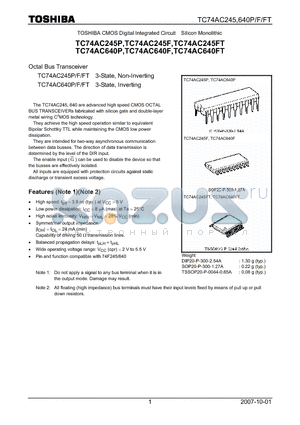 TC74AC245FT datasheet - CMOS Digital Integrated Circuit Silicon Monolithic