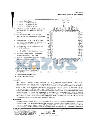 TMS340 datasheet - GRAPHICS SYSTEM PROCESSOR