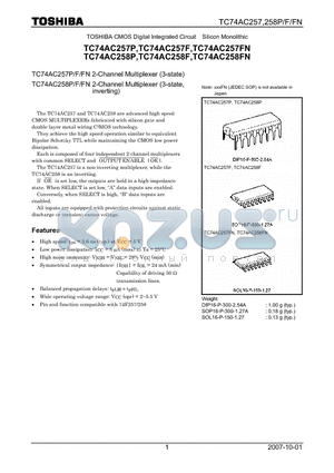 TC74AC257F datasheet - CMOS Digital Integrated Circuit Silicon Monolithic