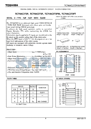 TC74AC273F datasheet - Toshiba CMOS Digital intergrated circuit silicon monolithic