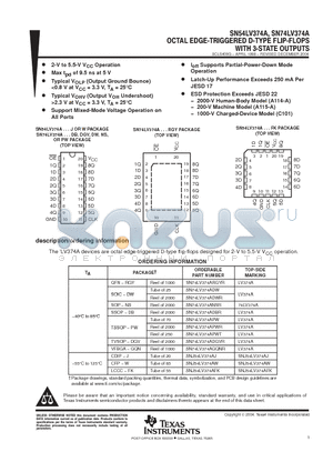 SN74LV374APWT datasheet - OCTAL EDGE TRIGGERED D TYPE FLIP FLOPS WITH 3 STATE OUTPUTS