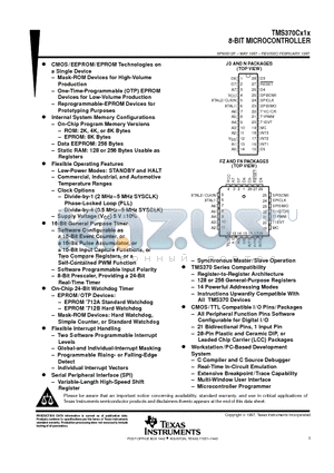 TMS370 datasheet - 8-BIT MICROCONTROLLER