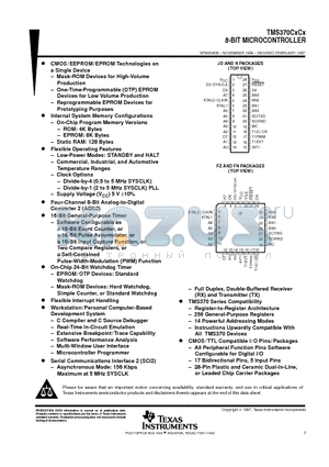 TMS370 datasheet - 8-BIT MICROCONTROLLER