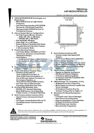 TMS370 datasheet - 8-BIT MICROCONTROLLER