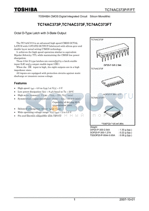 TC74AC373P_07 datasheet - CMOS Digital Integrated Circuit Silicon Monolithic Octal D-Type Latch with 3-State Output