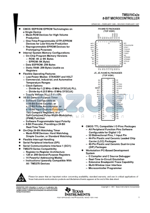 TMS370C020A datasheet - 8-BIT MICROCONTROLLER