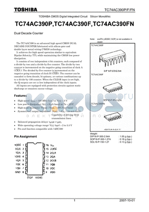 TC74AC390F datasheet - CMOS Digital Integrated Circuit Silicon Monolithic Dual Decade Counter