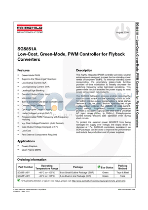 SG5851A datasheet - Low-Cost, Green-Mode, PWM Controller for Flyback Converters