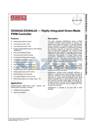 SG5842JASY datasheet - Highly Integrated Green-Mode PWM Controller