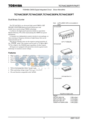 TC74AC393FN datasheet - CMOS Digital Integrated Circuit Silicon Monolithic Dual Binary Counter