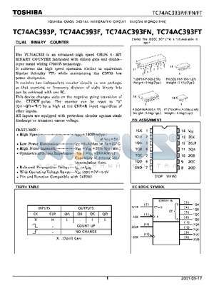 TC74AC393FT datasheet - DUAL BINARY COUNTER