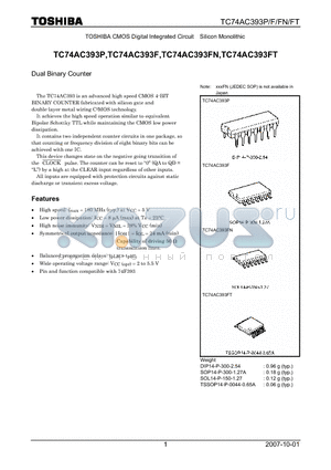 TC74AC393F_07 datasheet - CMOS Digital Integrated Circuit Silicon Monolithic Dual Binary Counter