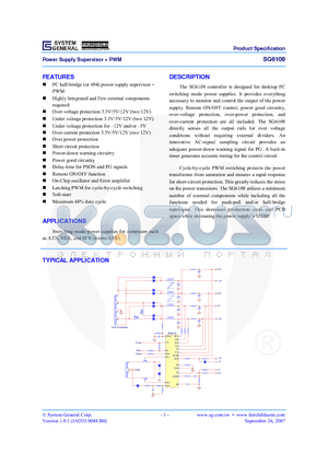 SG6108DZ datasheet - Power Supply Supervisor  PWM