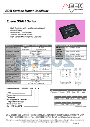 SG615 datasheet - ECM Surface Mount Oscillator