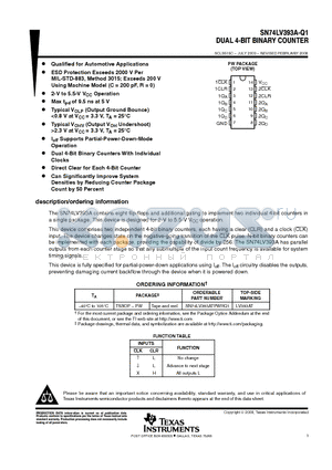 SN74LV393ATPWRG4Q1 datasheet - DUAL 4-BIT BINARY COUNTER