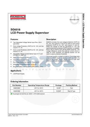 SG6518SZ datasheet - LCD Power Supply Supervisor
