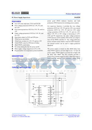 SG6520SZ datasheet - PC Power Supply Supervisors