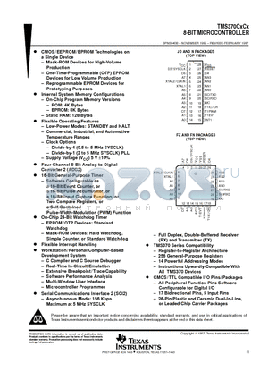 TMS370C6C2A datasheet - 8-BIT MICROCONTROLLER