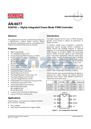 SG6742ML datasheet - Highly Integrated Green-Mode PWM Controller