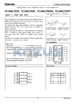 TC74ACT02F datasheet - QUAD 2 INPUT NOR GATE