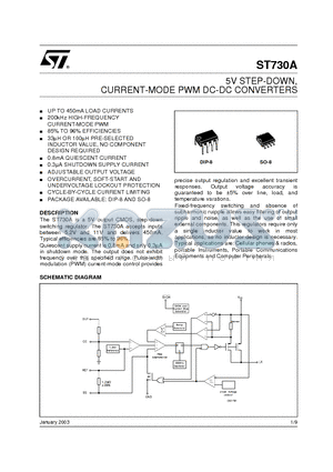 ST730ACD-TR datasheet - 5V STEP-DOWN, CURRENT-MODE PWM DC-DC CONVERTERS