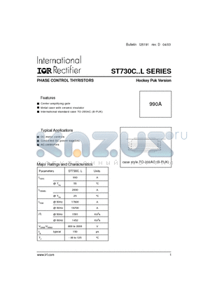 ST730C08L0 datasheet - PHASE CONTROL THYRISTORS