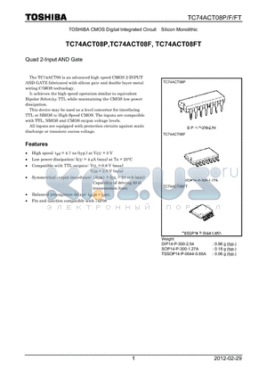 TC74ACT08FT_12 datasheet - Quad 2-Input AND Gate