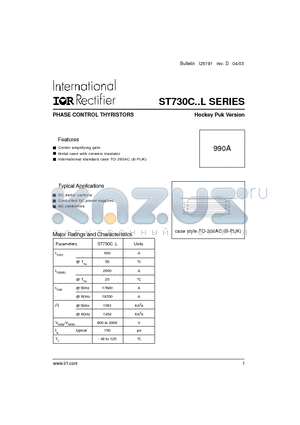 ST730C12L2L datasheet - PHASE CONTROL THYRISTORS