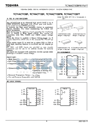 TC74ACT138FN datasheet - 3 - TO - 8 LINE DECODER