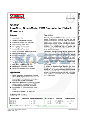 SG6858 datasheet - Low-Cost, Green-Mode, PWM Controller for Flyback Converters