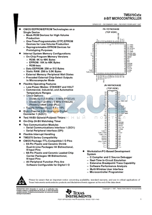 TMS370CX5XJN datasheet - 8-BIT MICROCONTROLLER