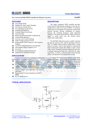 SG6859TZ datasheet - Low Cost Green-Mode PWM Controller for Flyback Converters