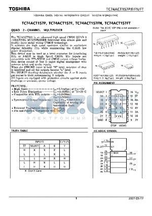 TC74ACT157F datasheet - TOSHIBA CMOS DIGITAL INTEGRATED CIRCUIT SILICON MONOLITHIC