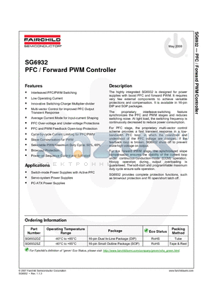 SG6932_08 datasheet - PFC / Forward PWM Controller