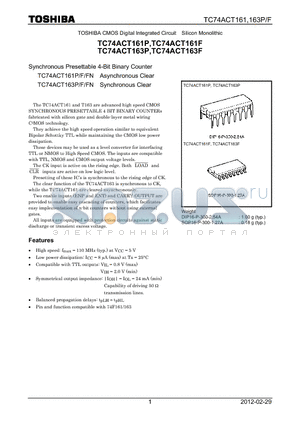 TC74ACT161F_12 datasheet - Synchronous Presettable 4-Bit Binary Counter